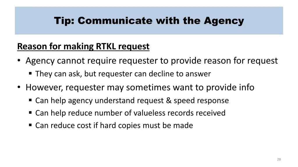 tip communicate with the agency 1