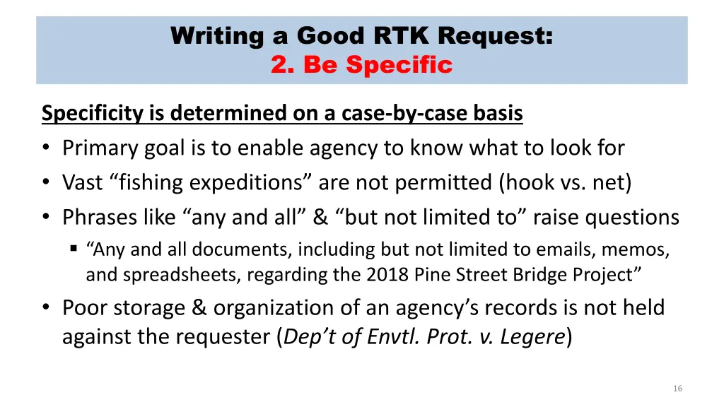 writing a good rtk request 2 be specific