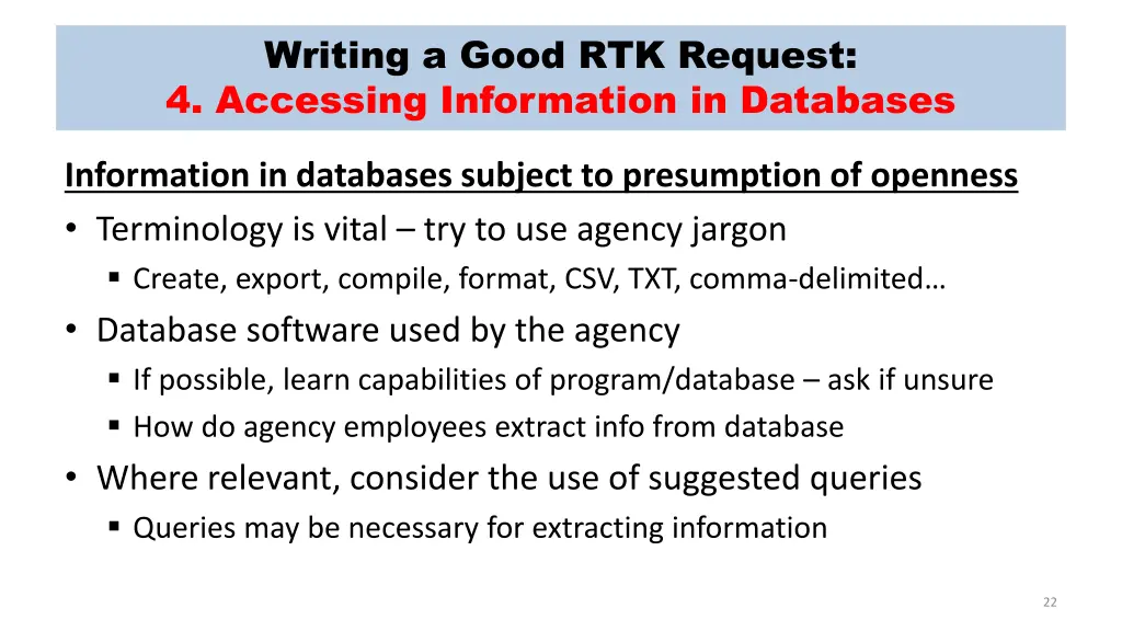 writing a good rtk request 4 accessing