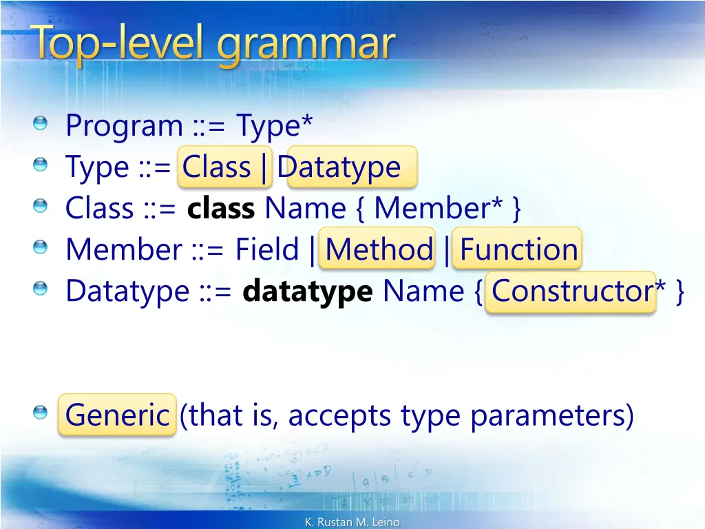 top level grammar