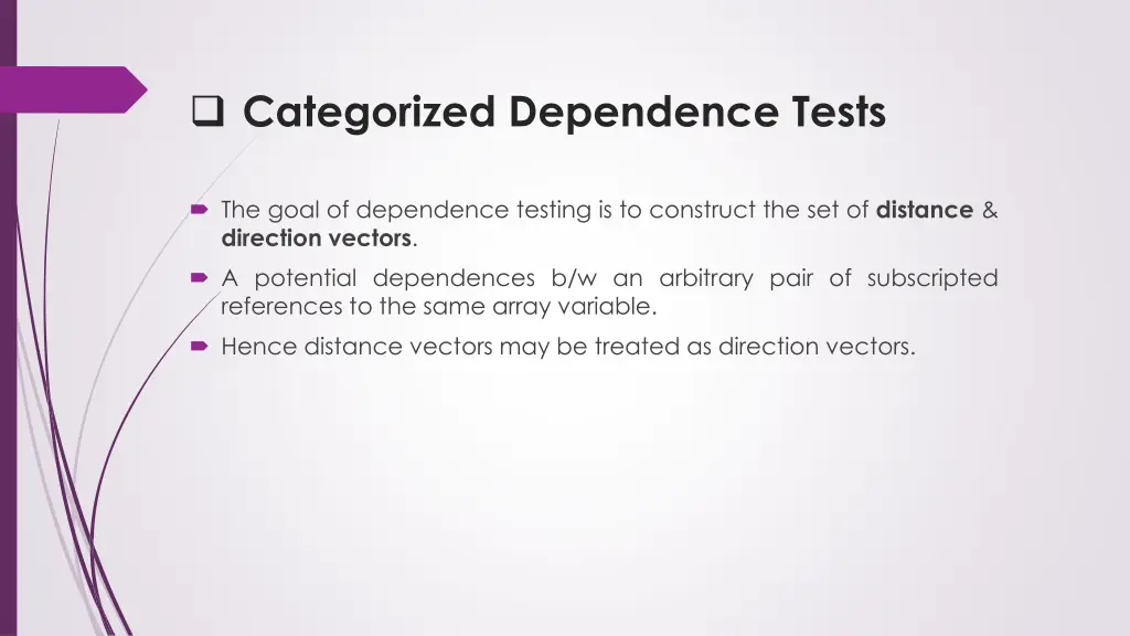 categorized dependence tests