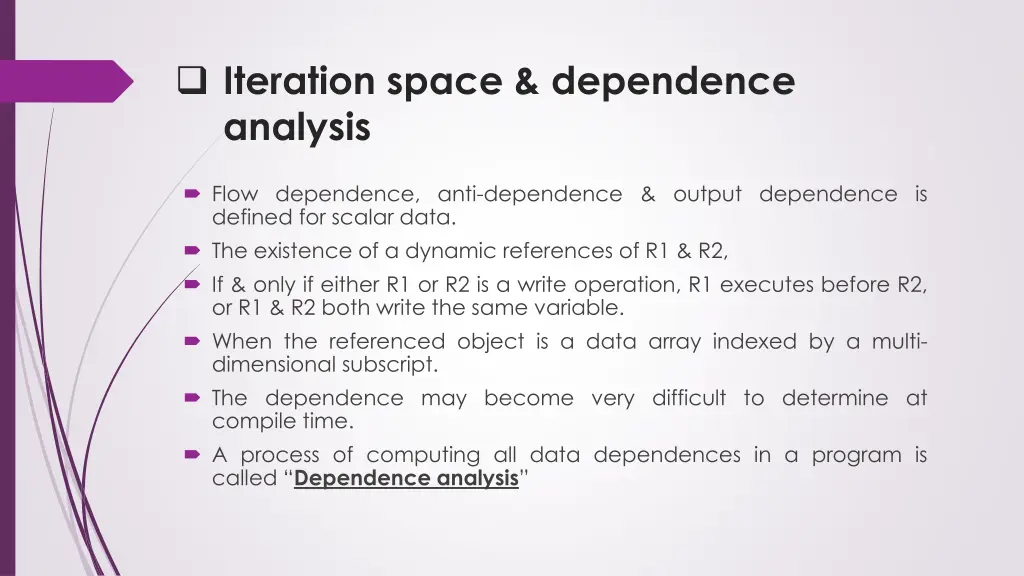 iteration space dependence analysis