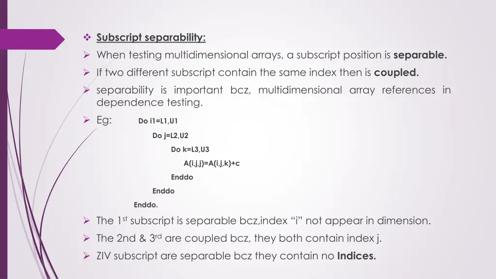subscript separability when testing