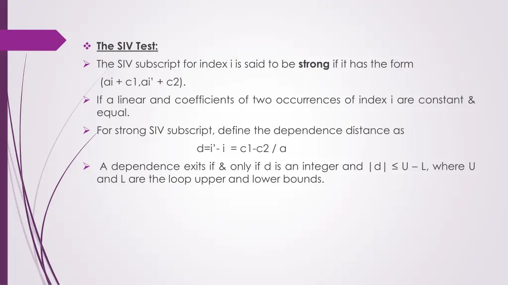 the siv test the siv subscript for index