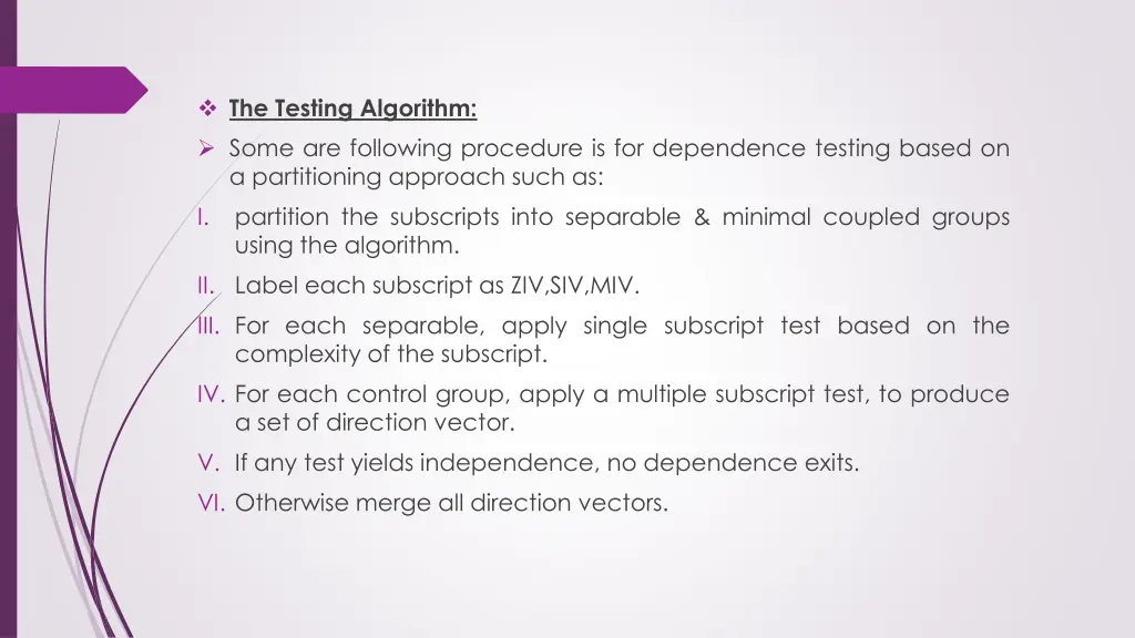 the testing algorithm some are following