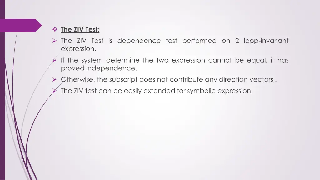 the ziv test the ziv test is dependence test