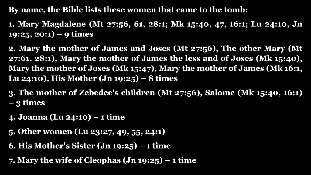 by name the bible lists these women that came 1