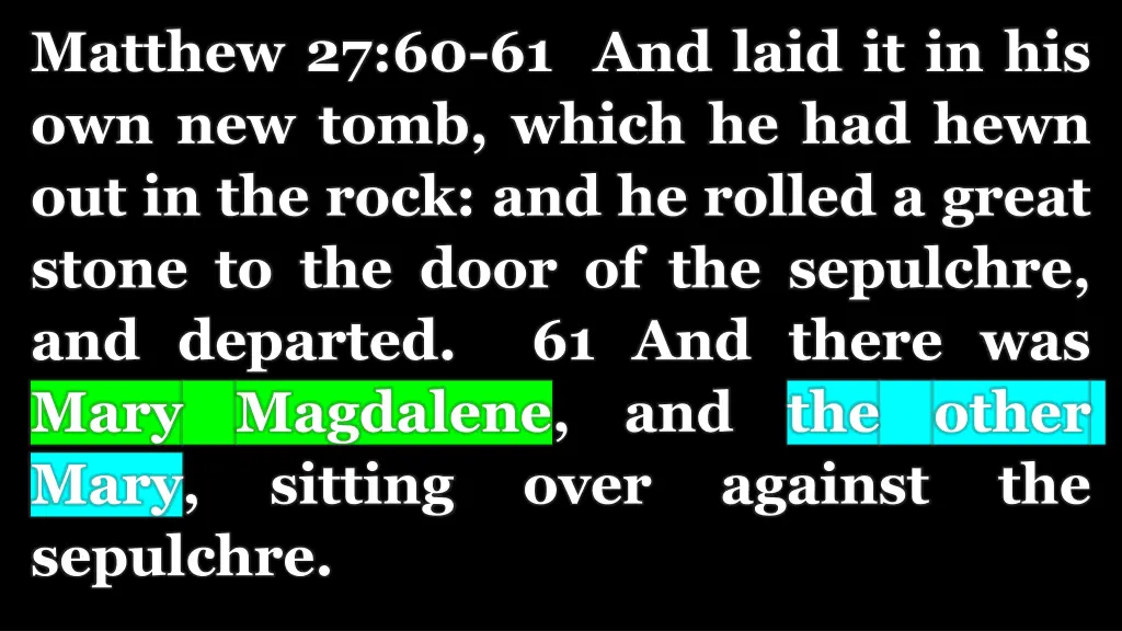 matthew 27 60 61 and laid it in his own new tomb