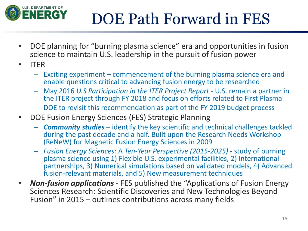 doe path forward in fes