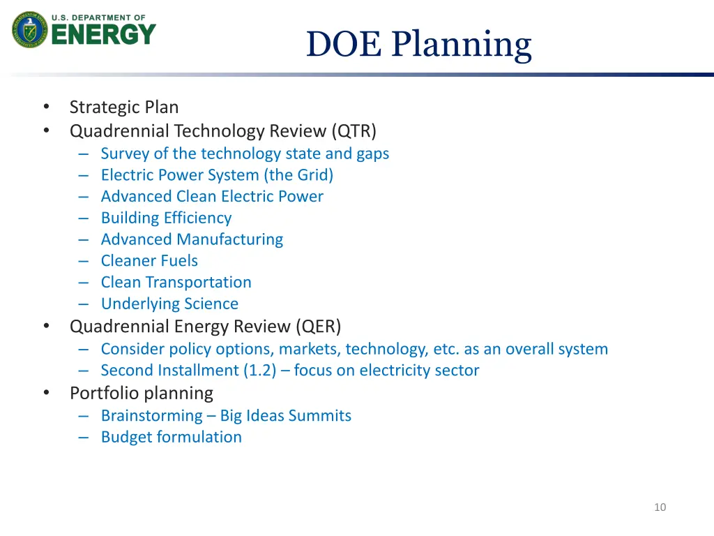 doe planning