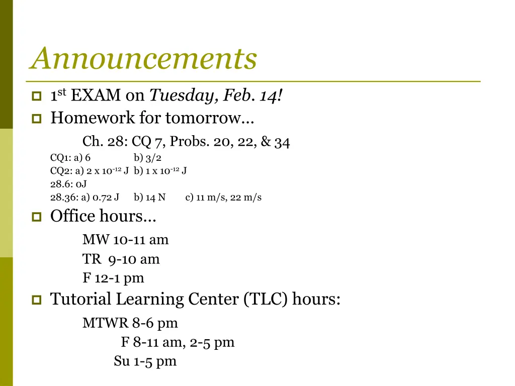 announcements