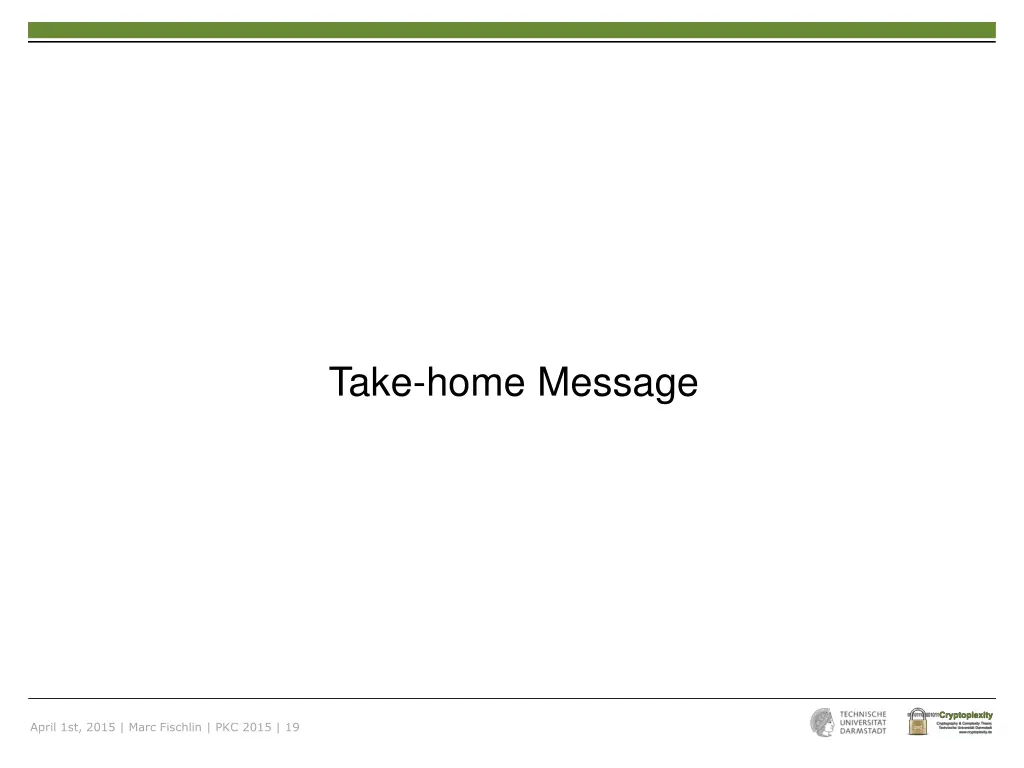 take home message