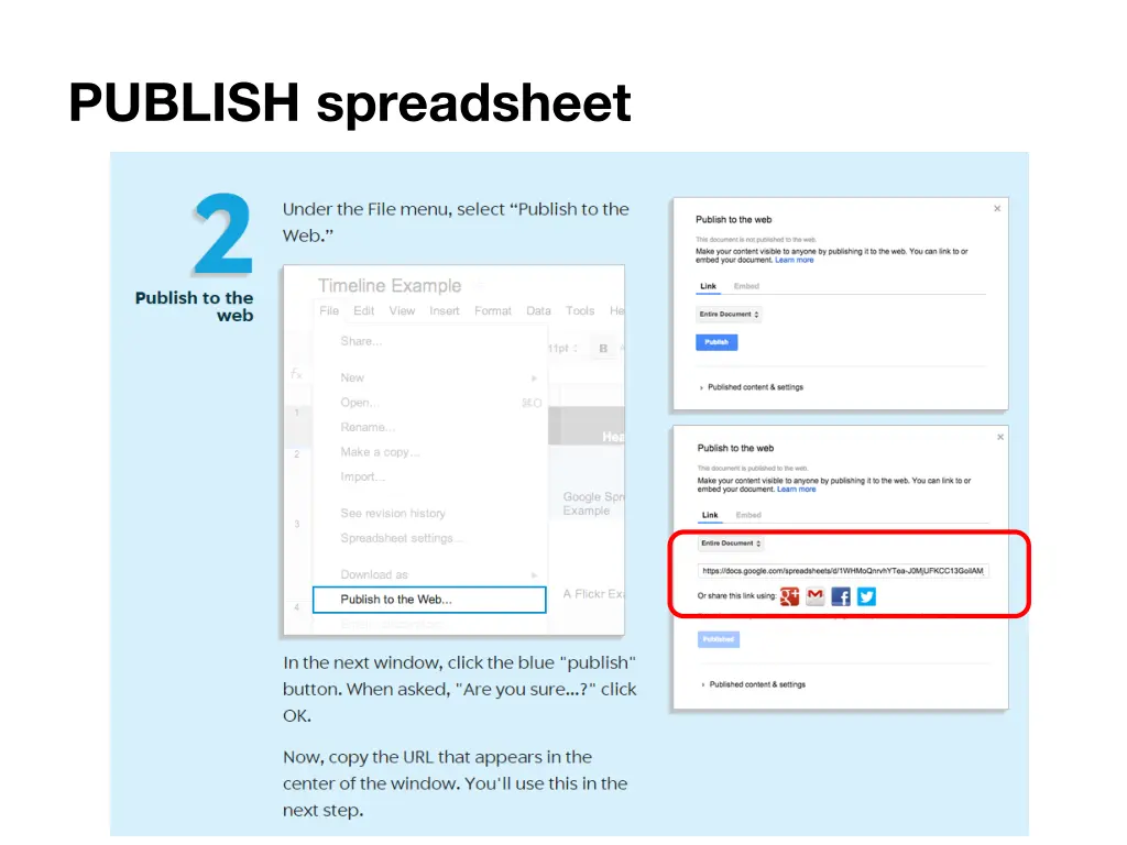 publish spreadsheet