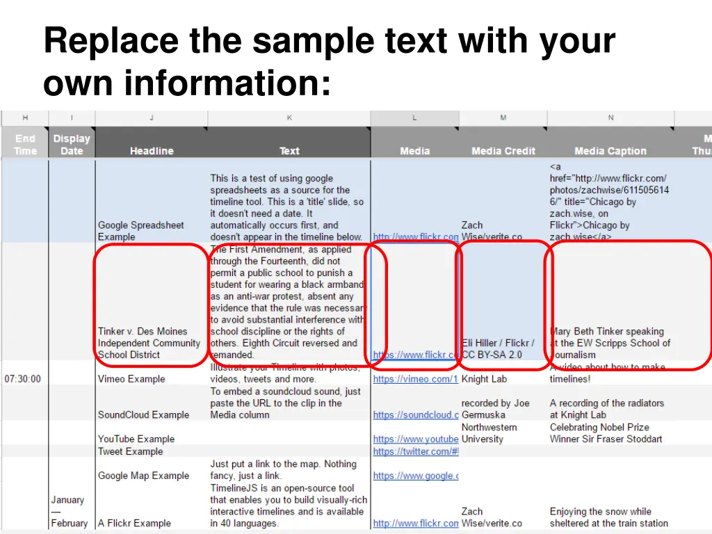 replace the sample text with your own information 2