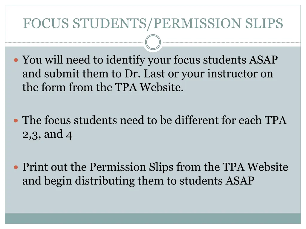 focus students permission slips