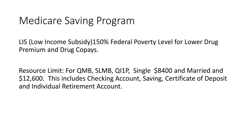 medicare saving program 1