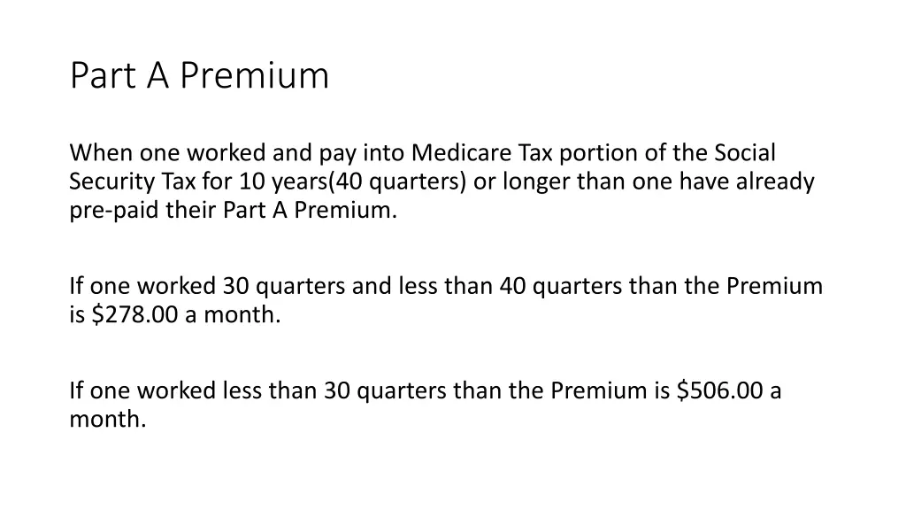 part a premium