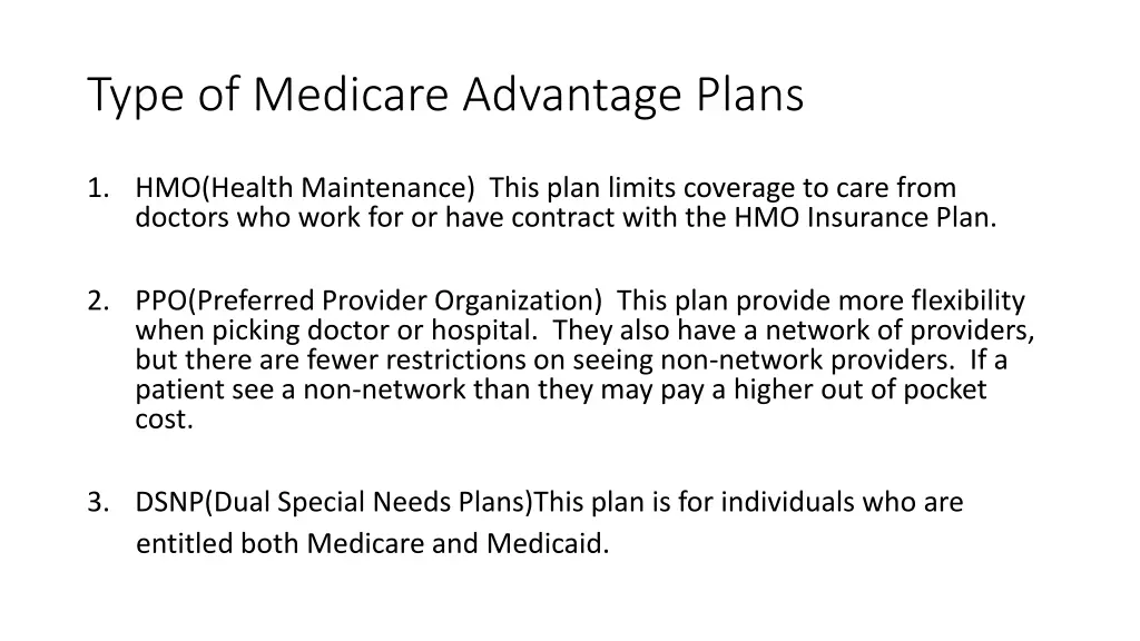 type of medicare advantage plans