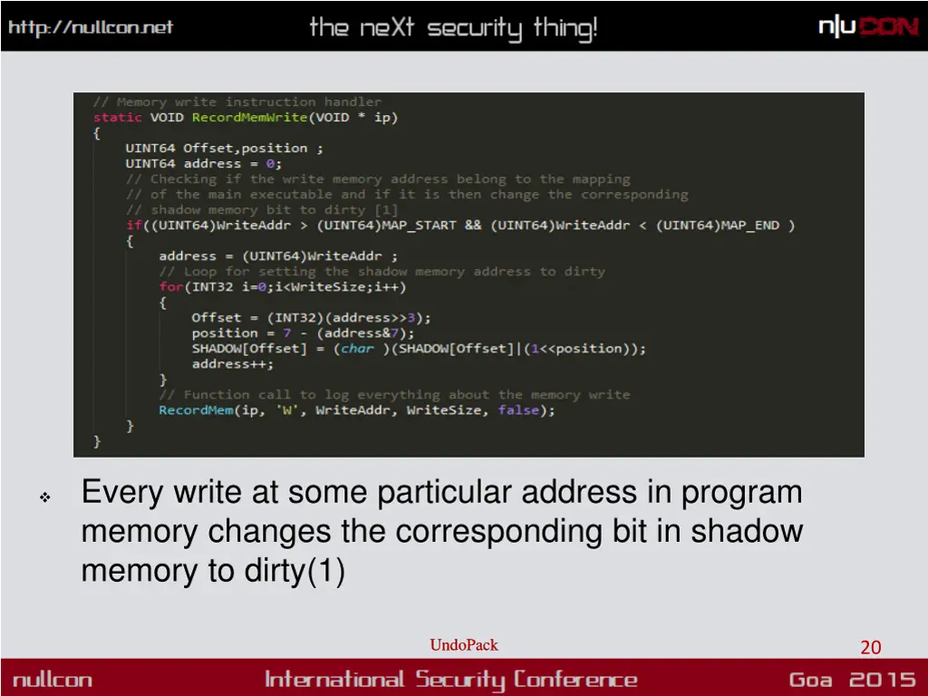 every write at some particular address in program