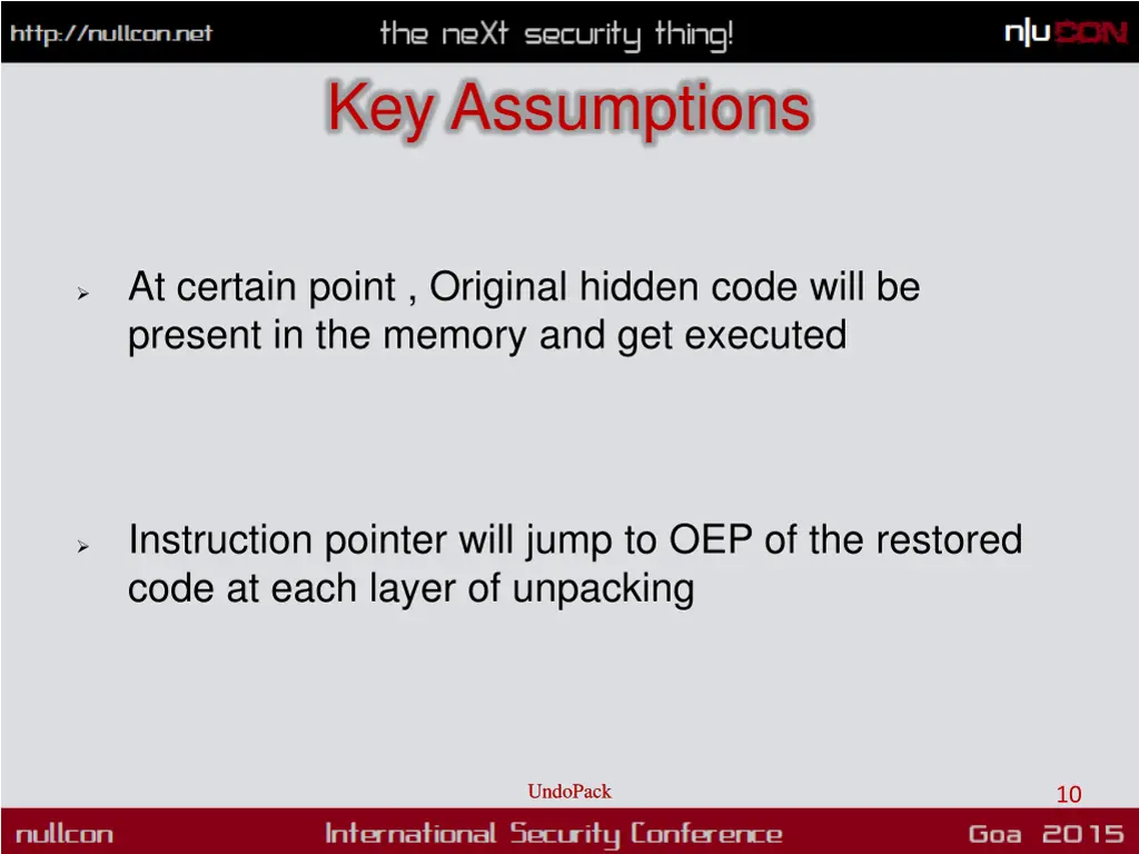 key assumptions