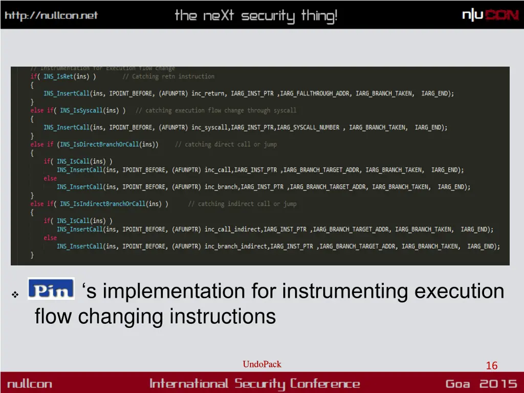 s implementation for instrumenting execution flow