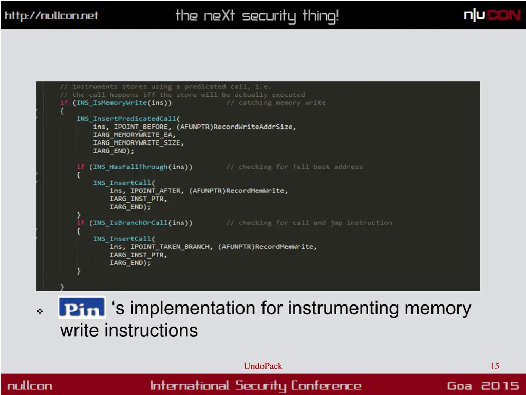 s implementation for instrumenting memory write