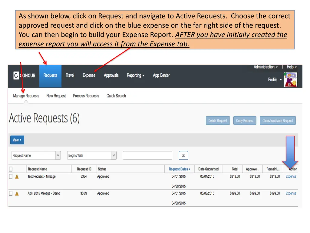 as shown below click on request and navigate
