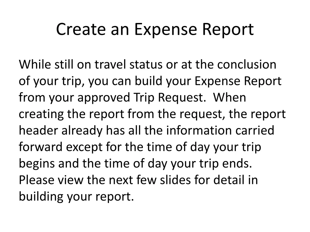 create an expense report