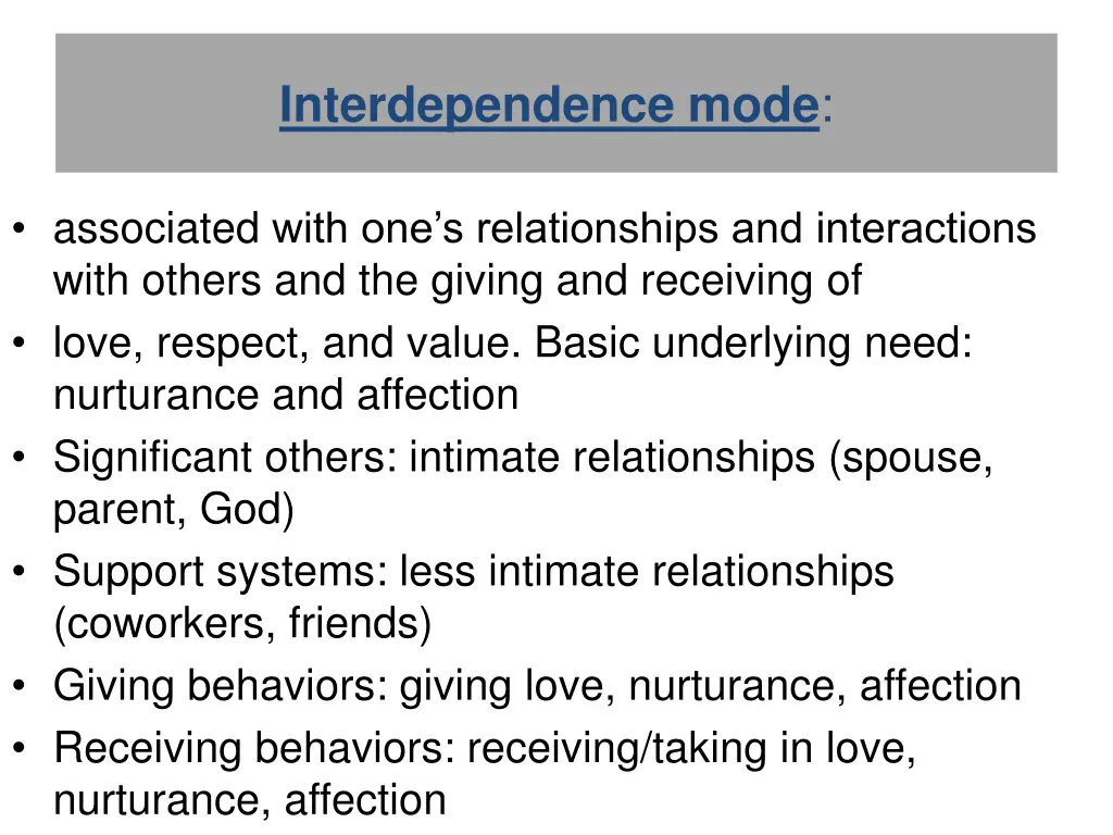 interdependence mode