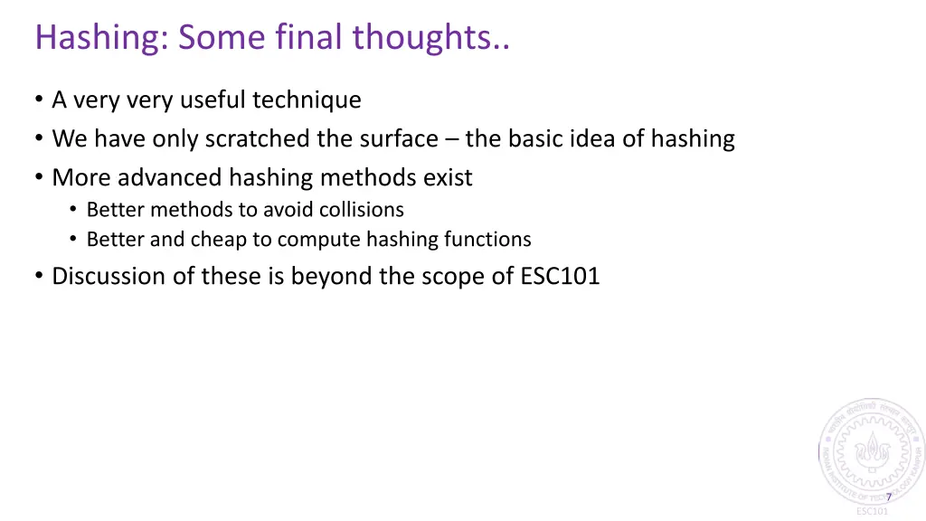 hashing some final thoughts
