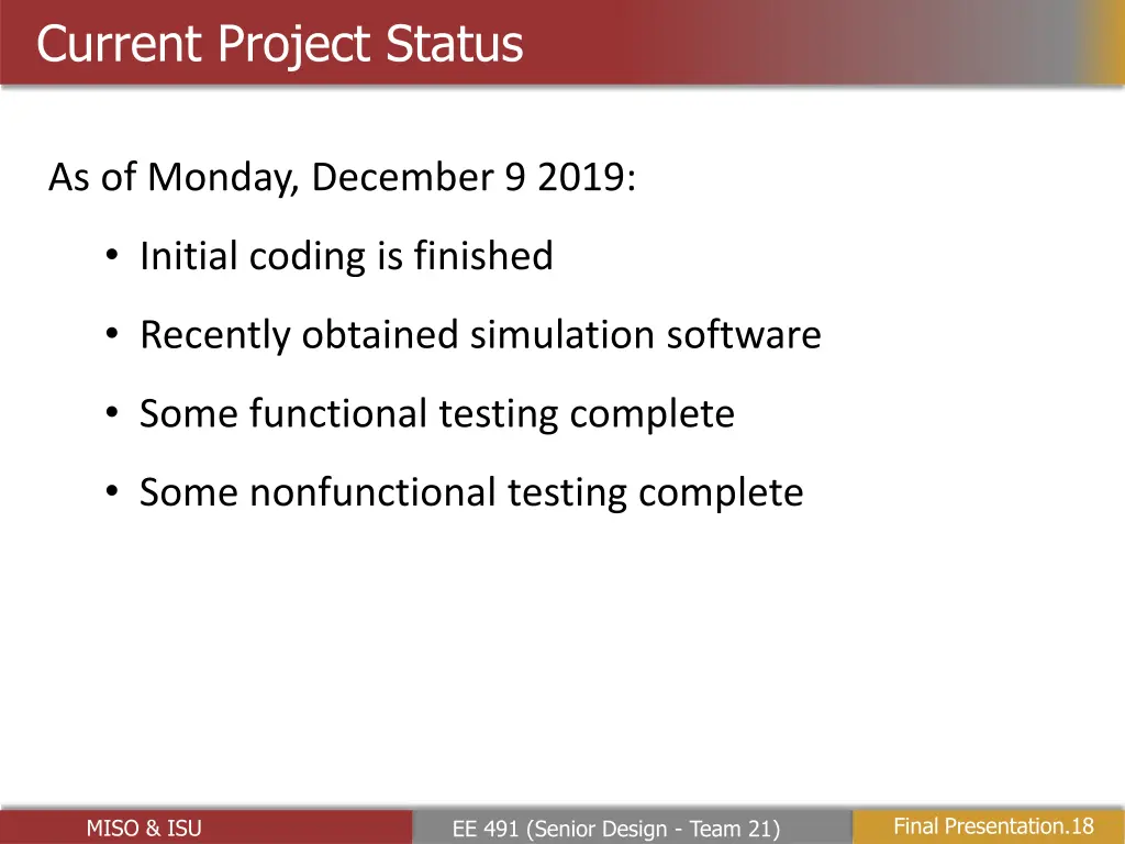 current project status