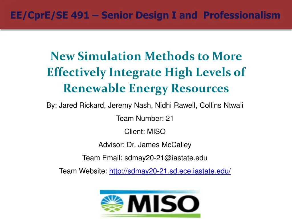 ee cpre se 491 senior design i and professionalism