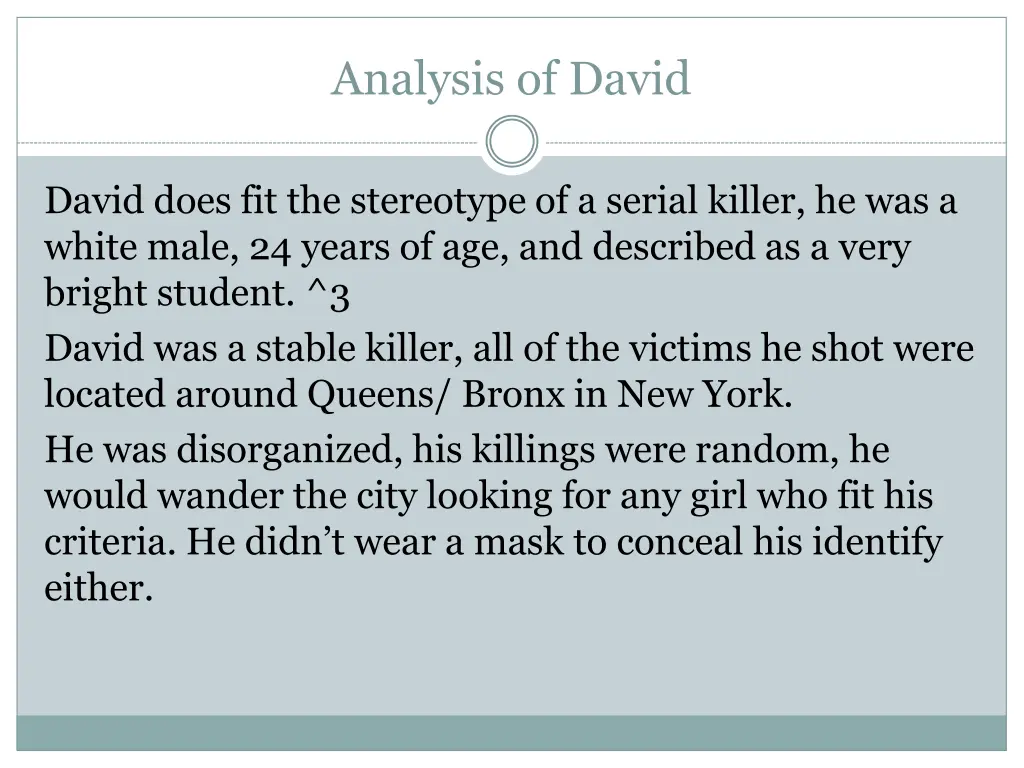 analysis of david