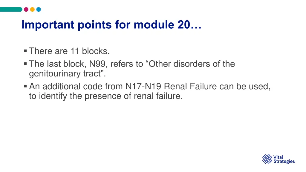 important points for module 20 1