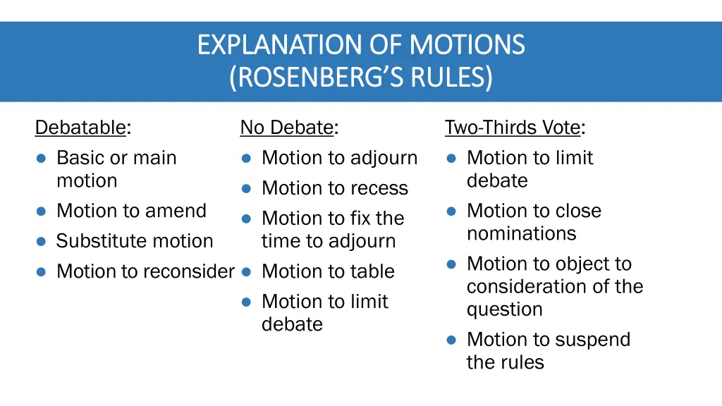 explanation of motions explanation of motions