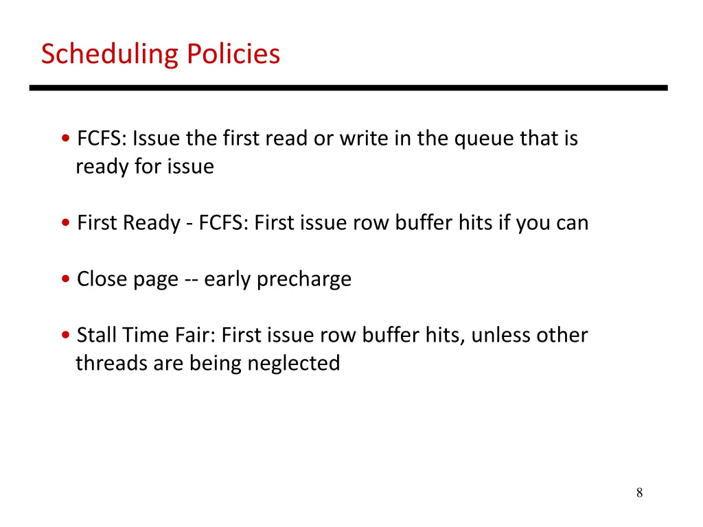 scheduling policies