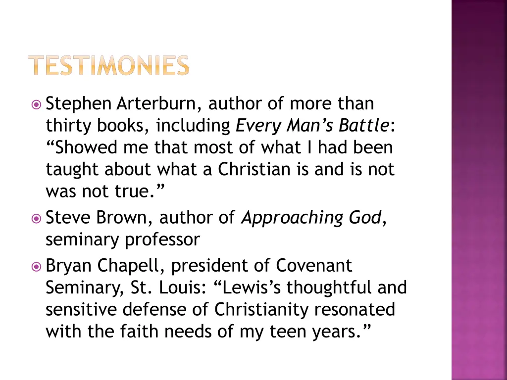 testimonies