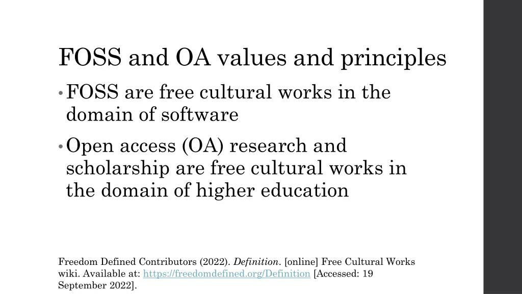 foss and oa values and principles