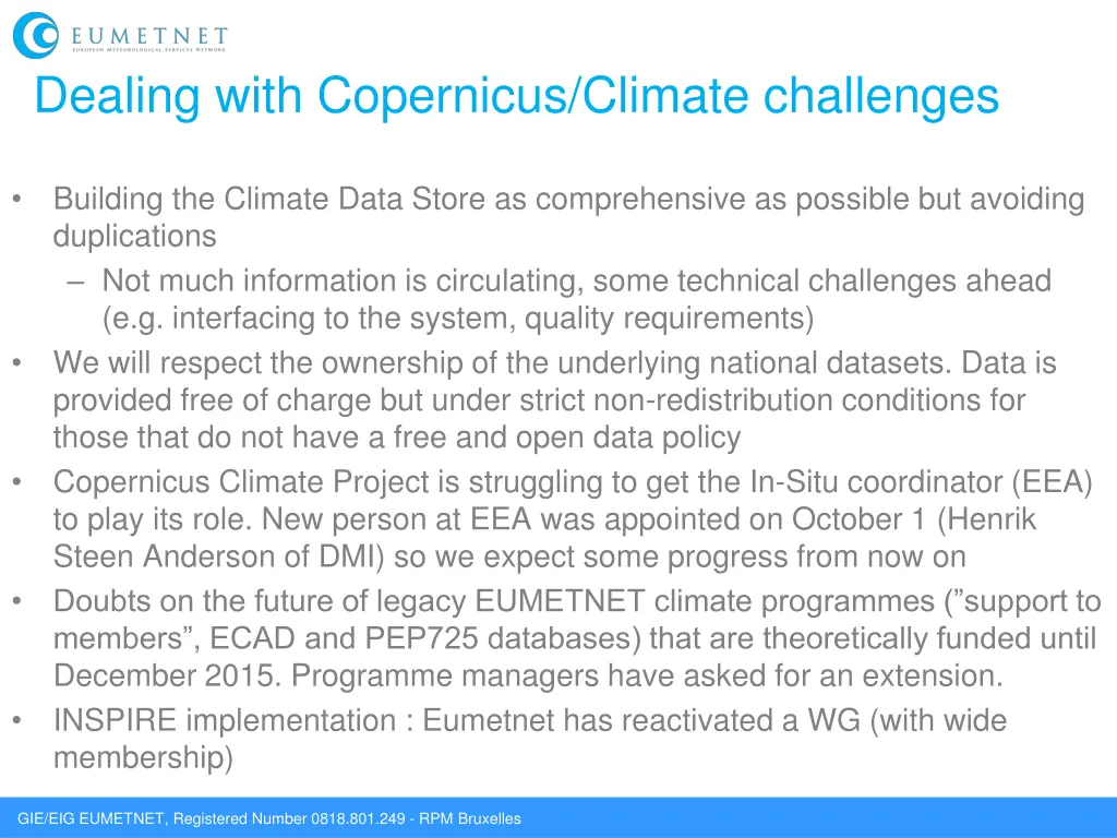 dealing with copernicus climate challenges