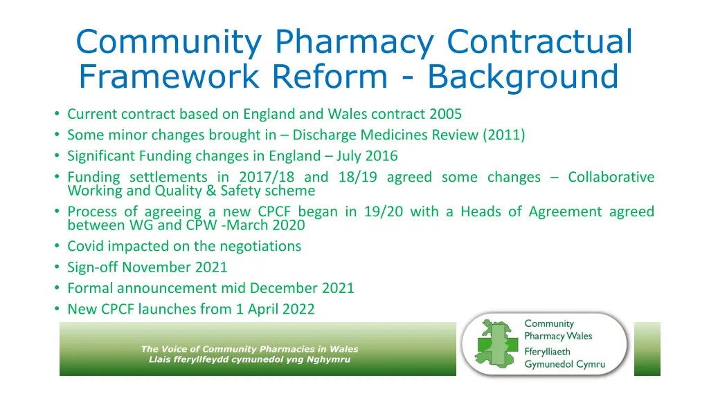 community pharmacy contractual framework reform