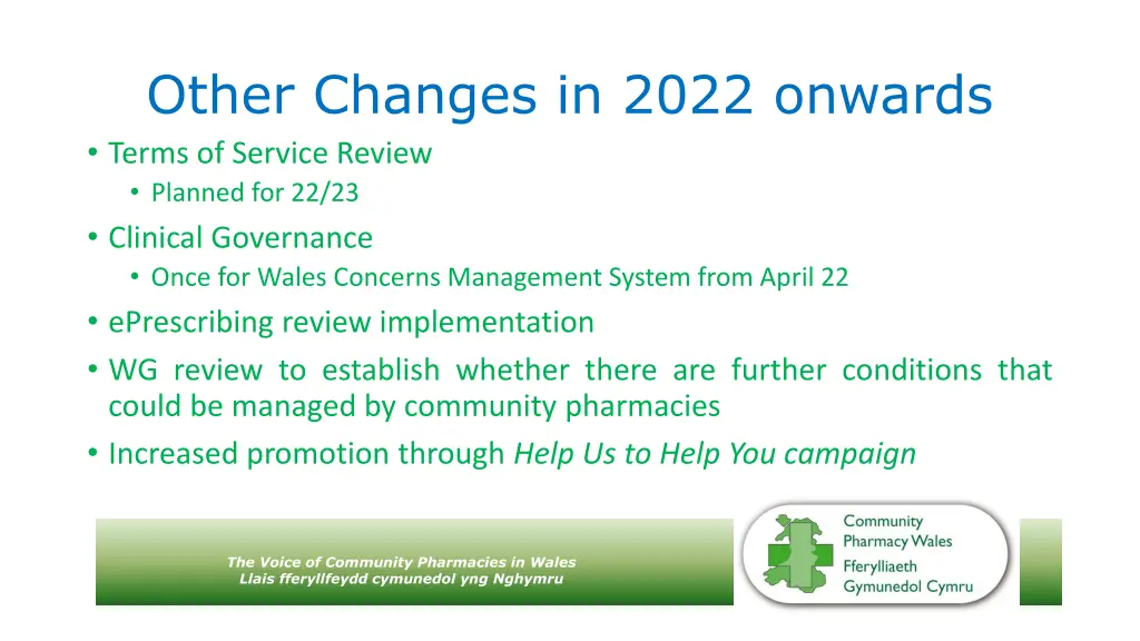 other changes in 2022 onwards terms of service