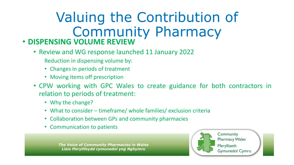 valuing the contribution of community pharmacy 1