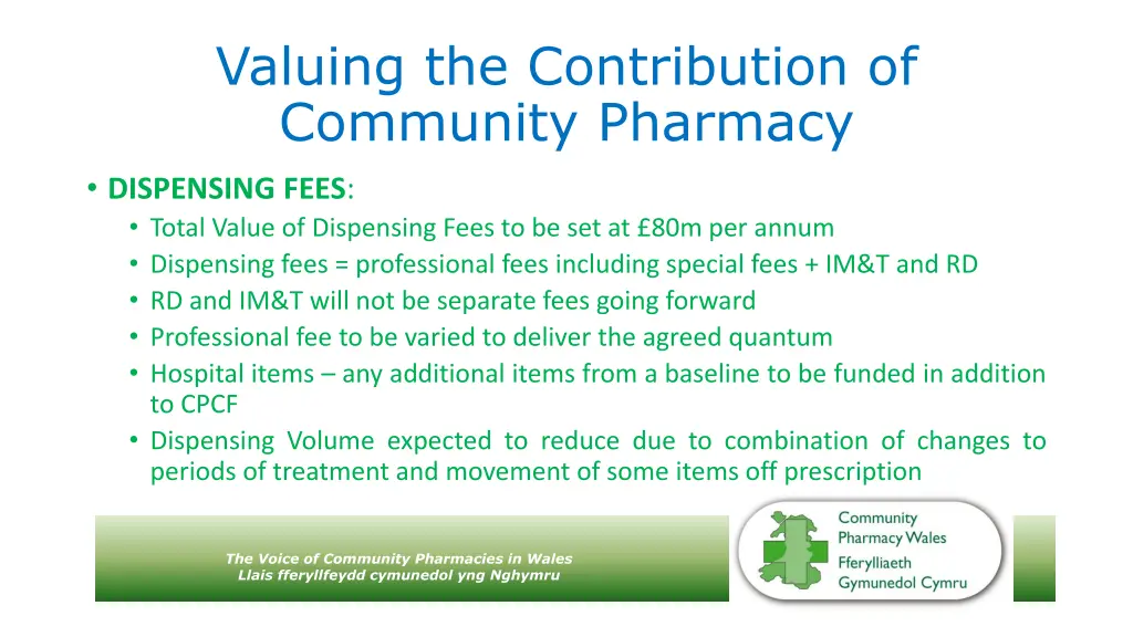 valuing the contribution of community pharmacy