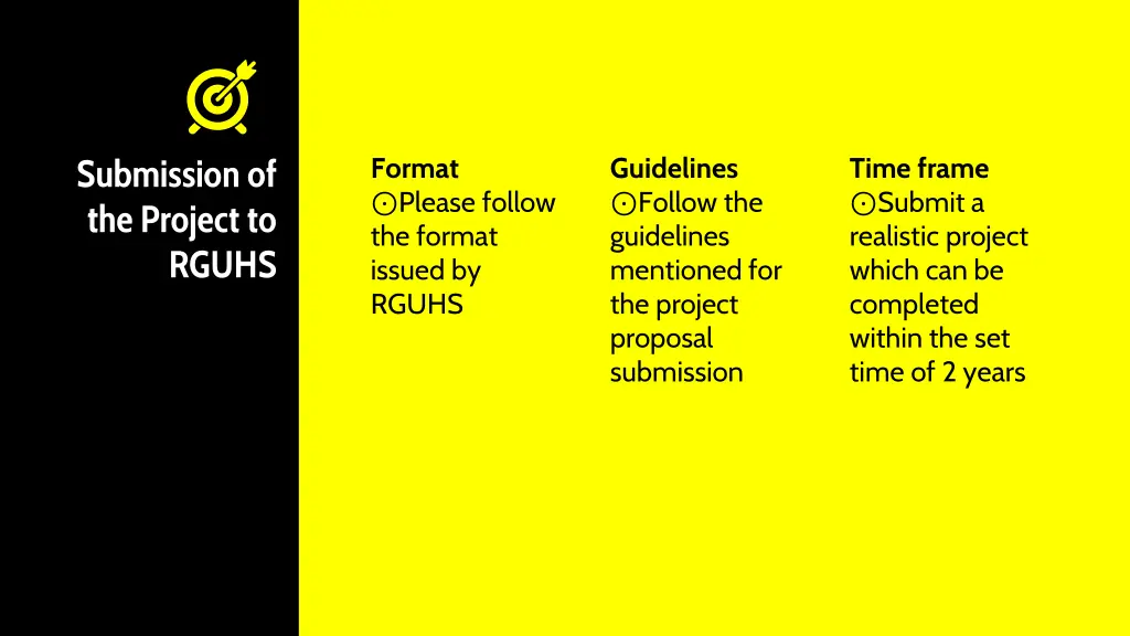 submission of the project to rguhs