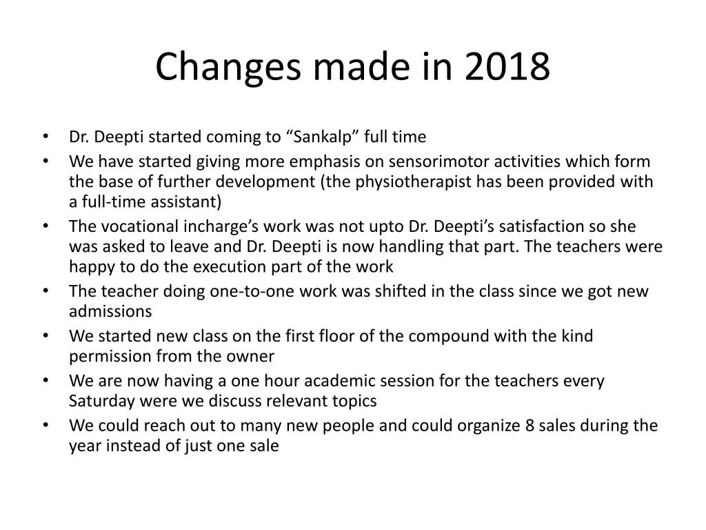 changes made in 2018