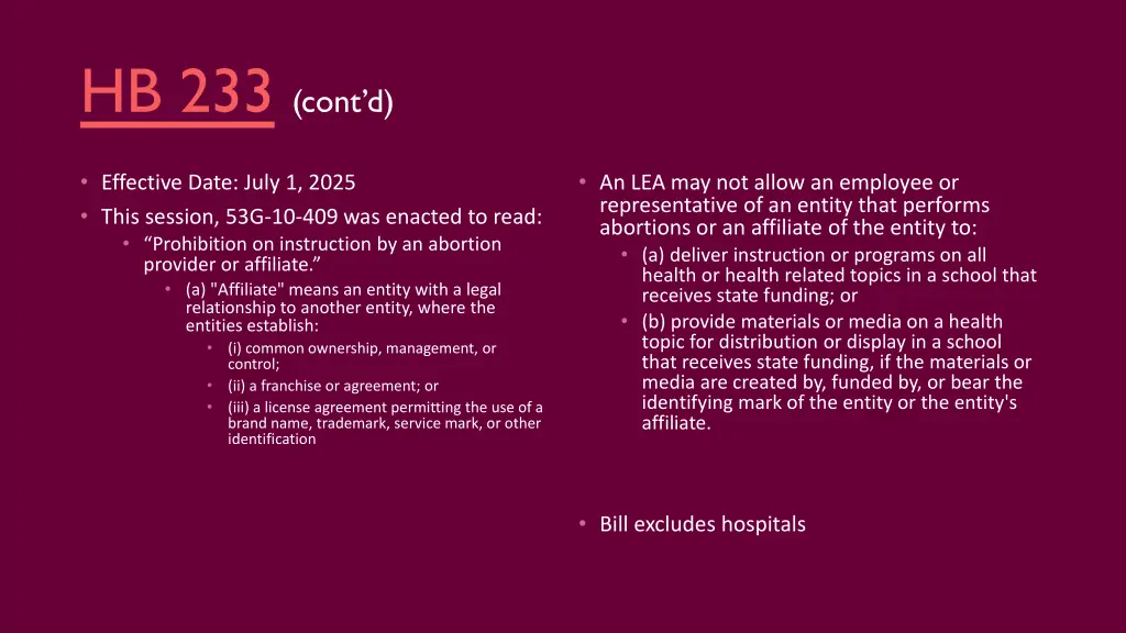 hb 233 cont d