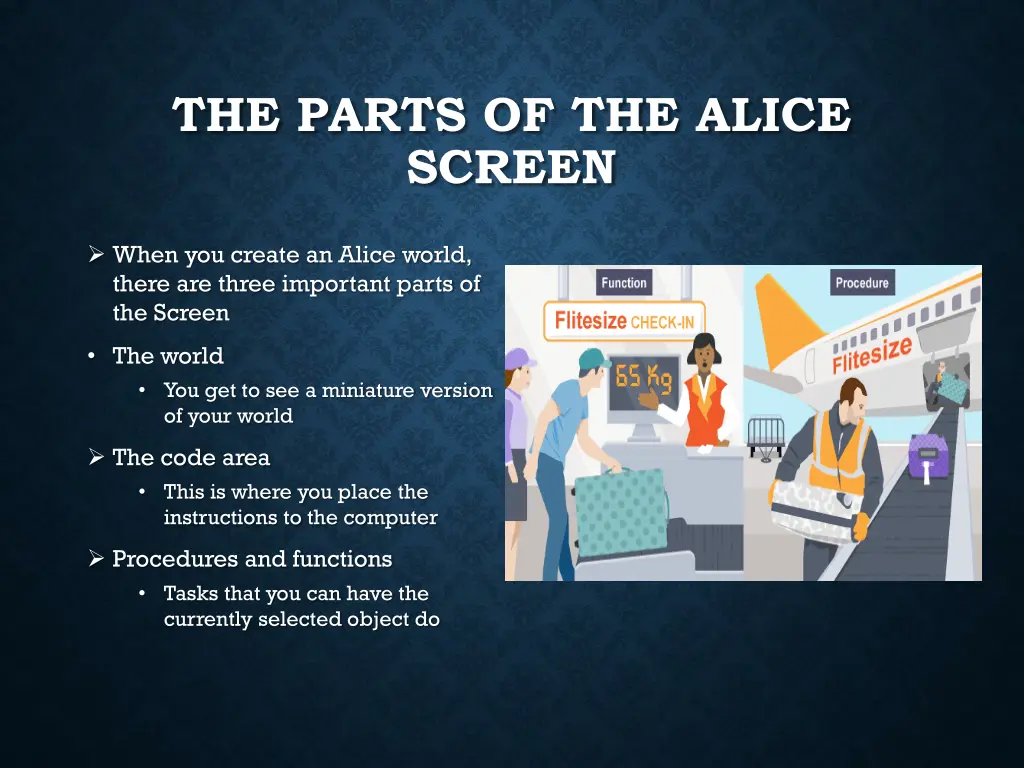 the parts of the alice screen