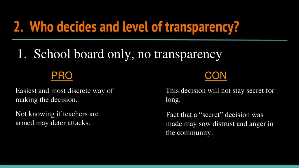 2 who decides and level of transparency 1