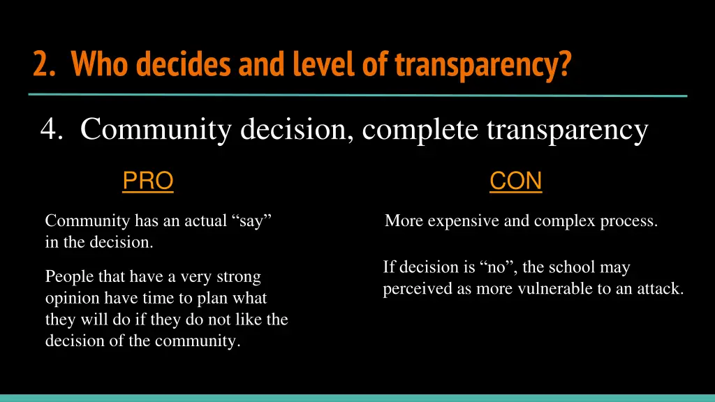 2 who decides and level of transparency 2