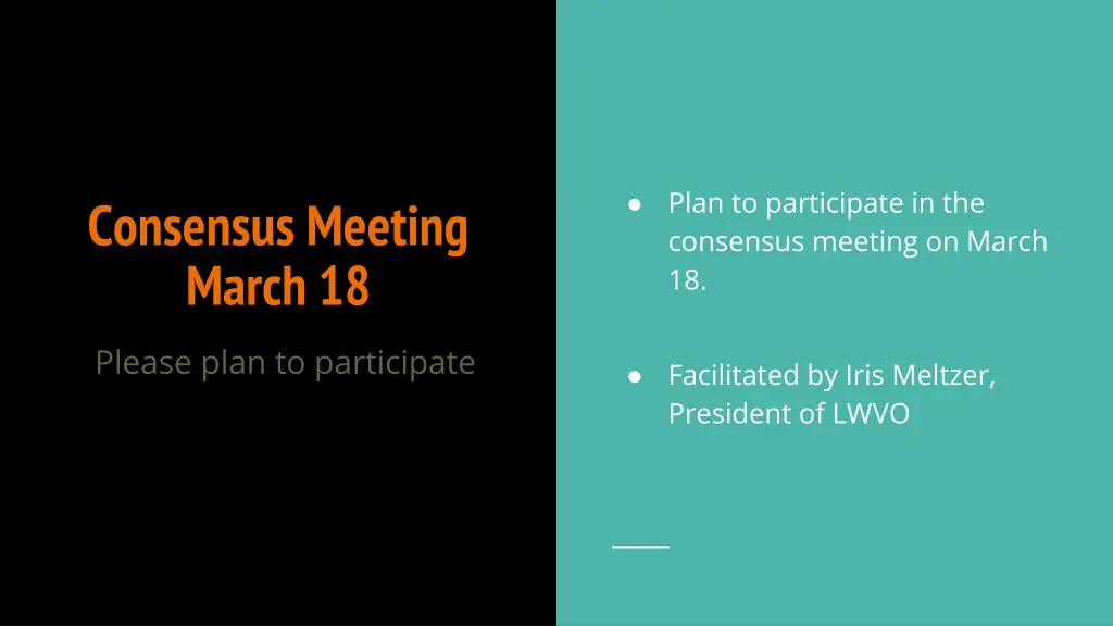 plan to participate in the consensus meeting